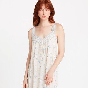 ARIA VINTAGE Cottagecore flora lace trim night gown slip dress butter yellow M